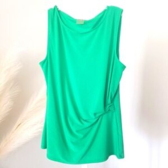 Anne Klein Green Side-Gathered Sleeveless Top – Size Large (#525) - Picture 1 of 1